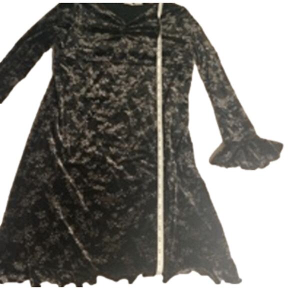 Floral Black Velvet Mini Dress Women’s M Gothic Witchy Grunge 90s Vibes - Picture 8 of 16